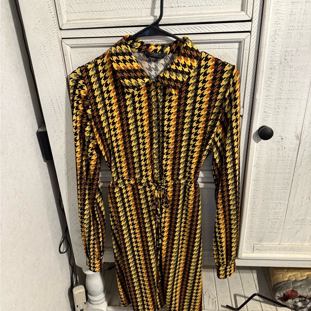 Stylish Houndstooth Pattern Dress - image 4
